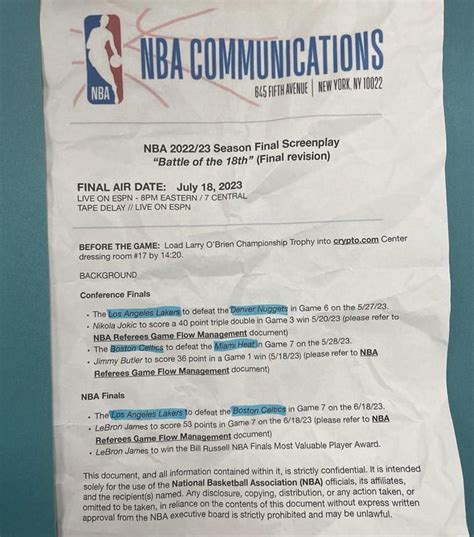 Finals script just leak : r/lakers